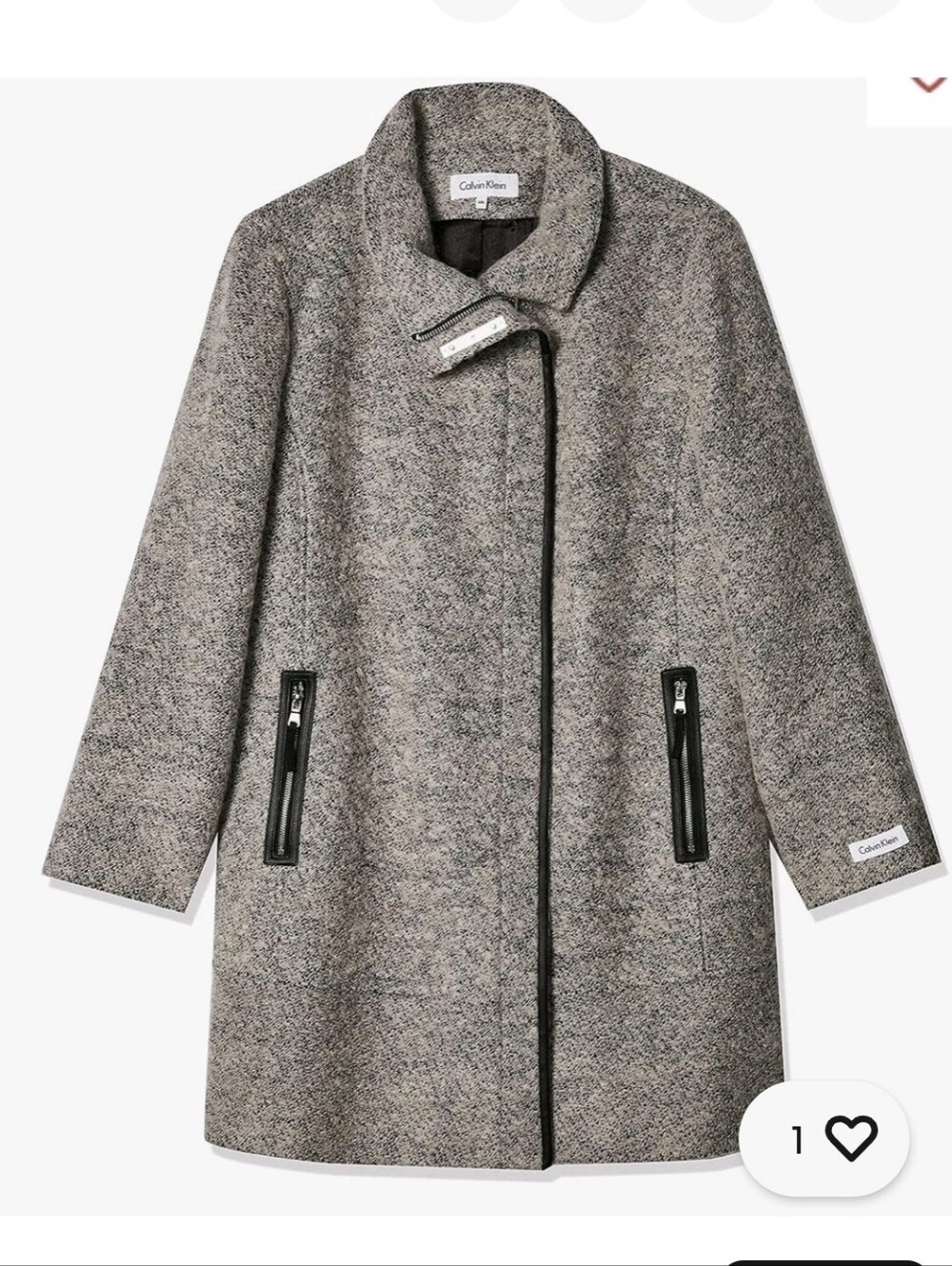 Calvin Klein Gray XL Wool-Blend Toggle/ Boucle Pea / Walker Coat
